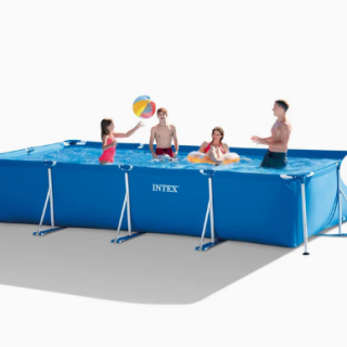 Piscina Estructural Rectangular INTEX Metal Frame, 4.50m x 2.20m x 84cm, 7.127L, con Bomba