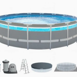 Piscina Estructural Redonda INTEX Prism Frame Clearview Ventana Panorámica 488 x 122cm, 19.156L