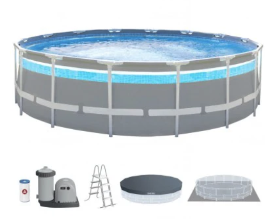 Piscina Estructural Redonda INTEX Prism Frame Clearview Ventana Panorámica 488 x 122cm, 19.156L