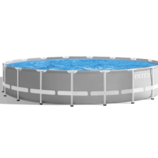 Piscina Estructural Redonda INTEX Prism Frame 5.49mx1.22m, 24.311L, con Bomba, Escalera, Cobertor y Tapiz
